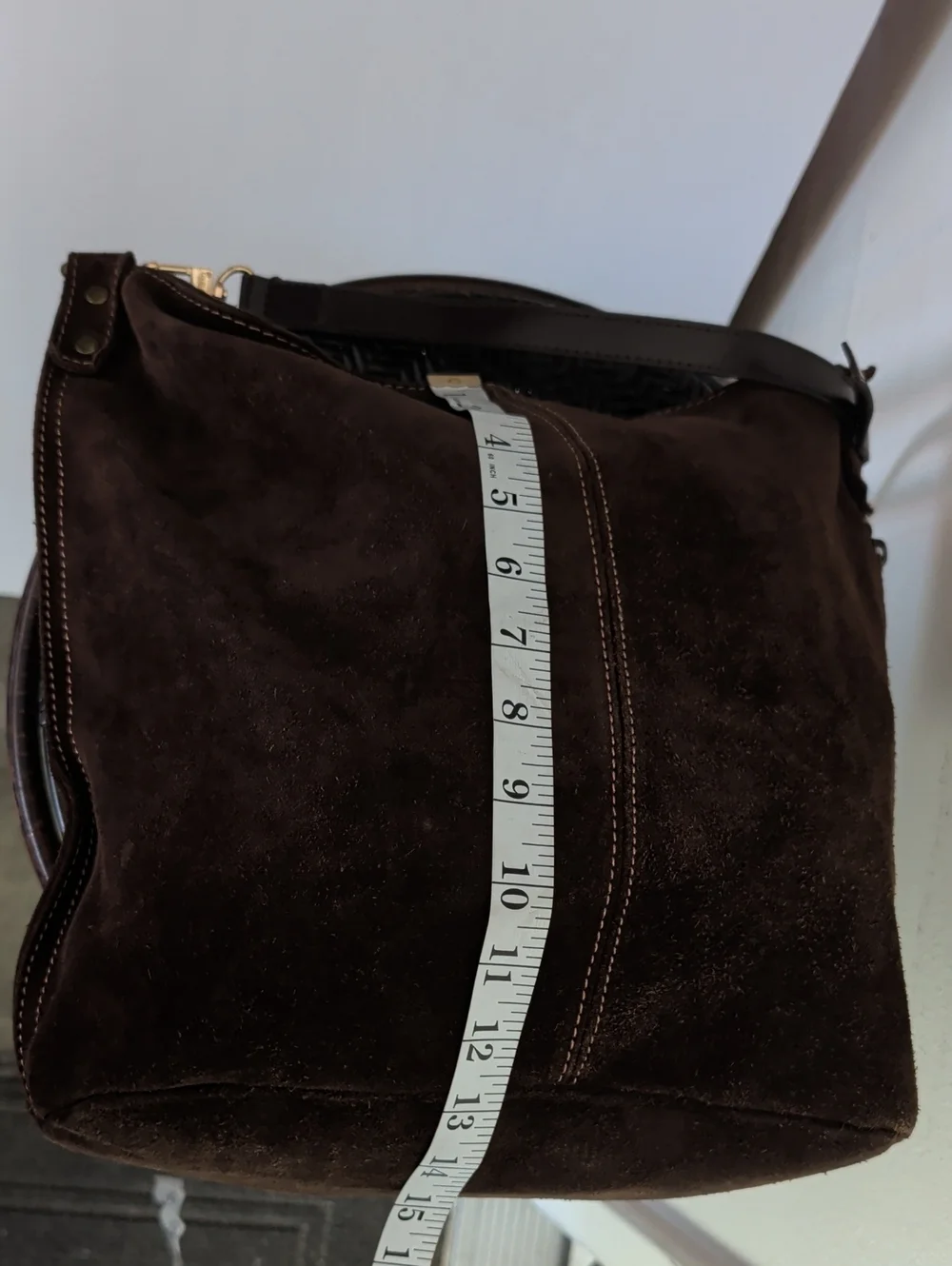 Sundance Distressed Suede Hobo Bag Purse Brown Bohemian Chic Long Strap